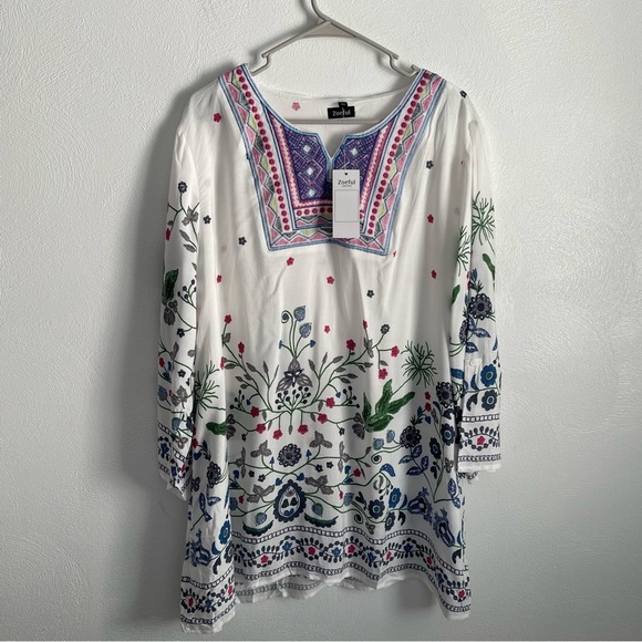 Zoeful women’s embroidered blouse size 3X NWT gives Johnny was vibes boho - Picture 2 of 16
